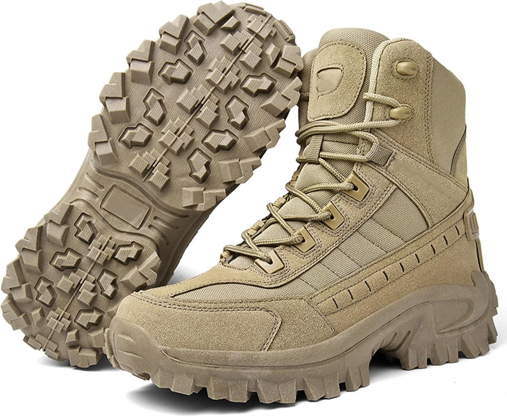 Men’s Lightweight Tactical Hiking & Work Boots with Side Zipper – Waterproof  Outdoor Walking Boots with Traction Outsole