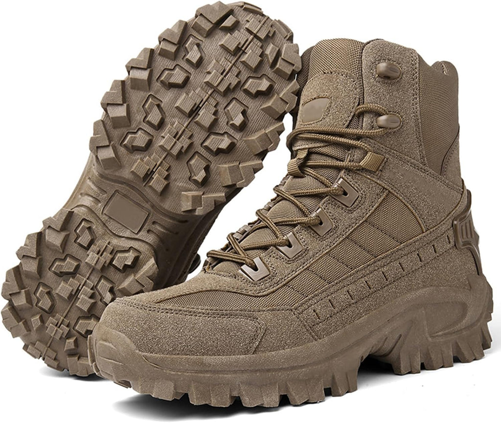 Men’s Lightweight Tactical Hiking & Work Boots with Side Zipper – Waterproof  Outdoor Walking Boots with Traction Outsole