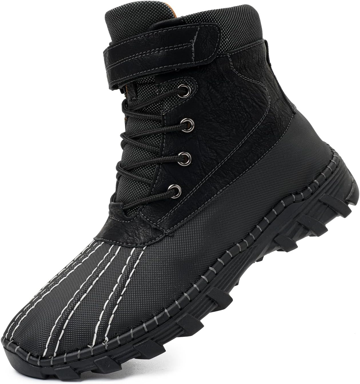 Men's Waterproof High-Top Hiking Boots, Microfiber Leather Upper, Memory Foam Insole, Anti-Slip Rubber Sole, Available with Mesh or Plush Lining