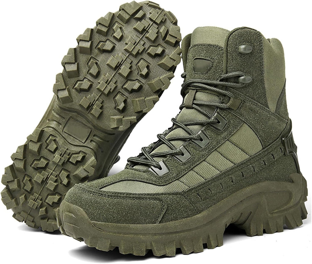 Men’s Lightweight Tactical Hiking & Work Boots with Side Zipper – Waterproof  Outdoor Walking Boots with Traction Outsole