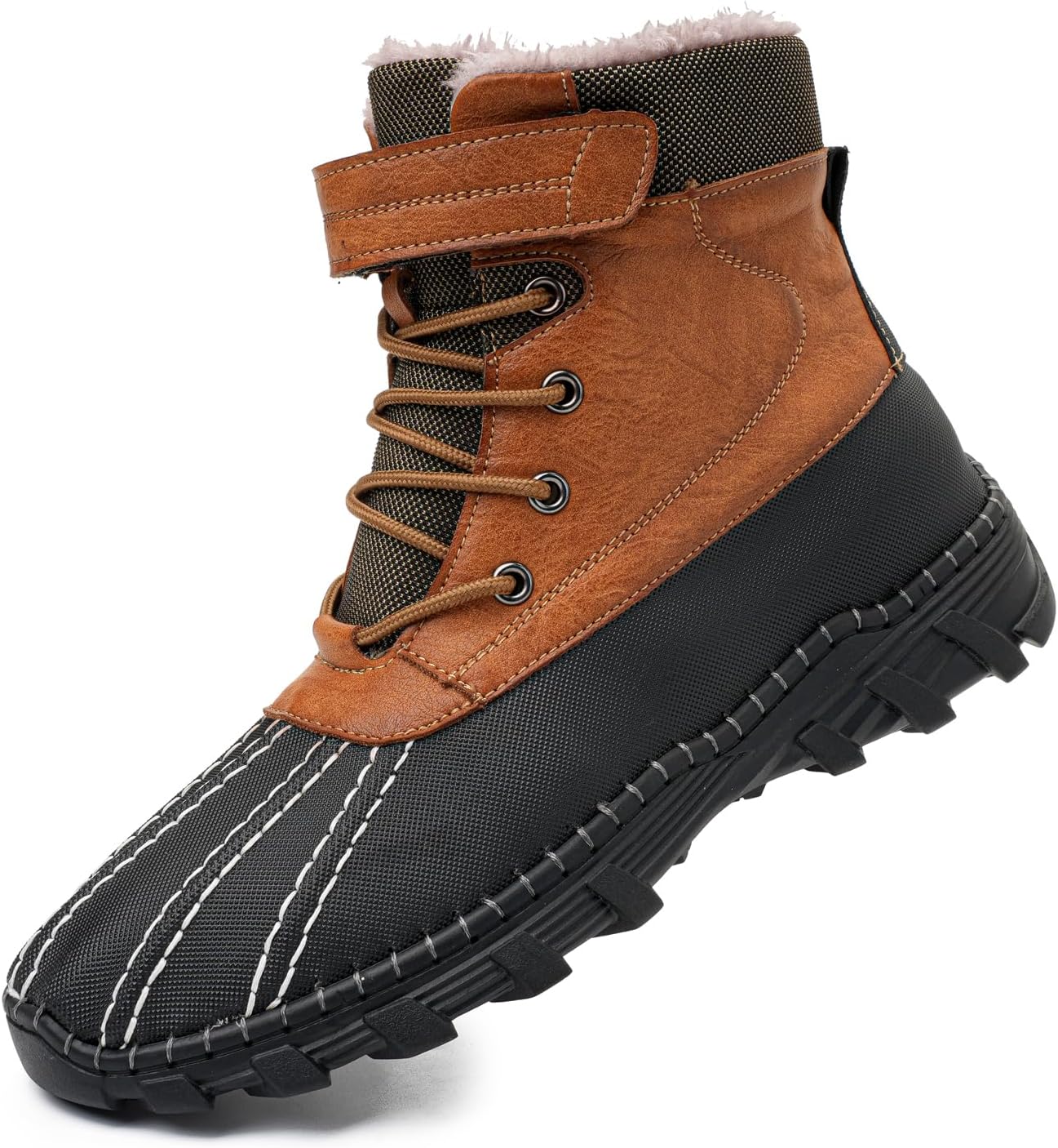 Men's Waterproof High-Top Hiking Boots, Microfiber Leather Upper, Memory Foam Insole, Anti-Slip Rubber Sole, Available with Mesh or Plush Lining