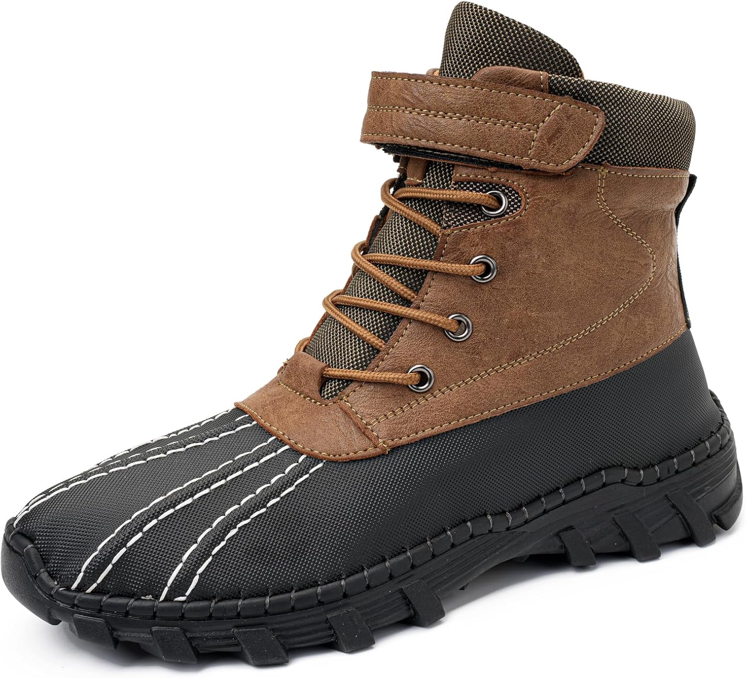 Men's Waterproof High-Top Hiking Boots, Microfiber Leather Upper, Memory Foam Insole, Anti-Slip Rubber Sole, Available with Mesh or Plush Lining