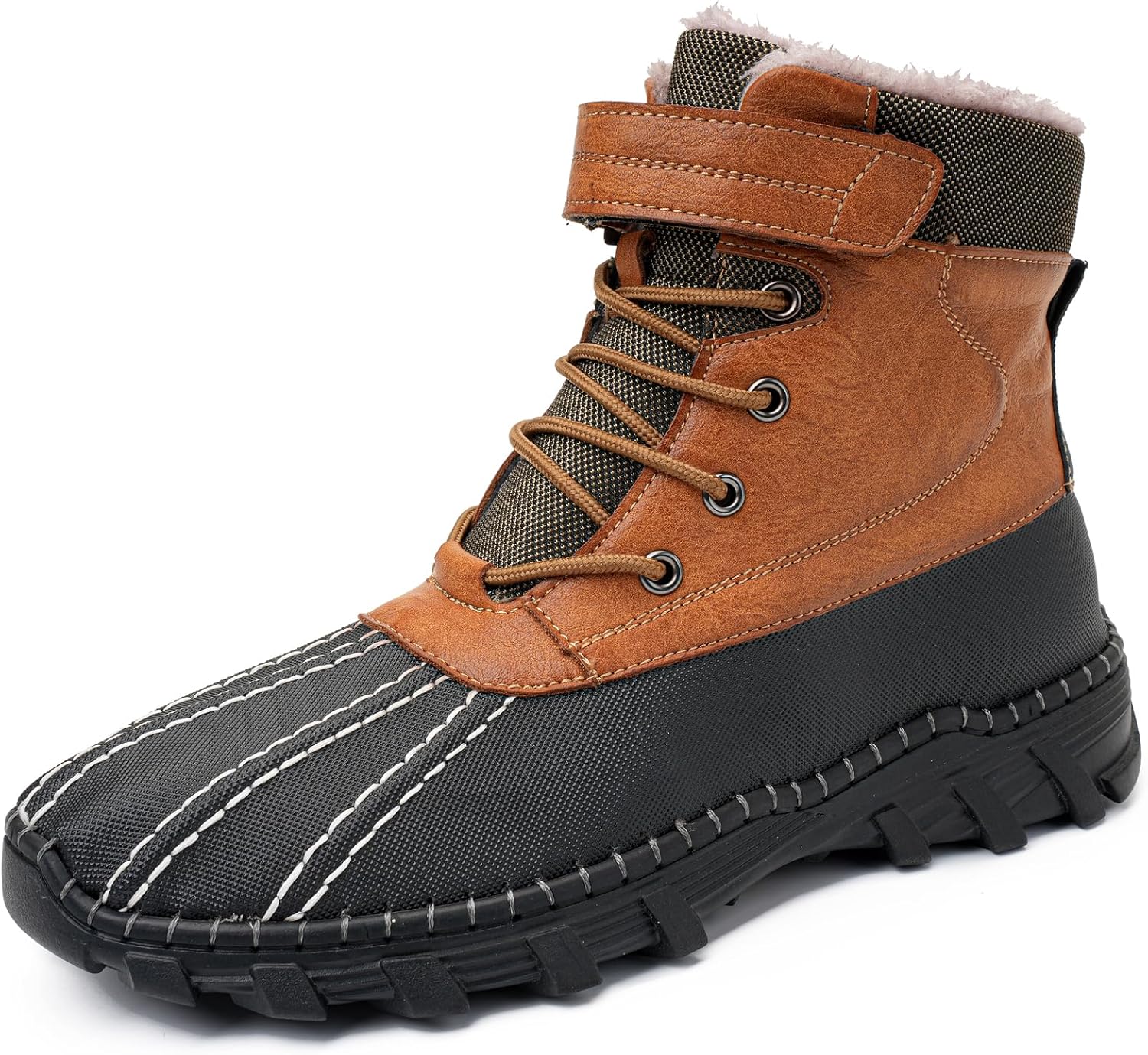 Men's Waterproof High-Top Hiking Boots, Microfiber Leather Upper, Memory Foam Insole, Anti-Slip Rubber Sole, Available with Mesh or Plush Lining