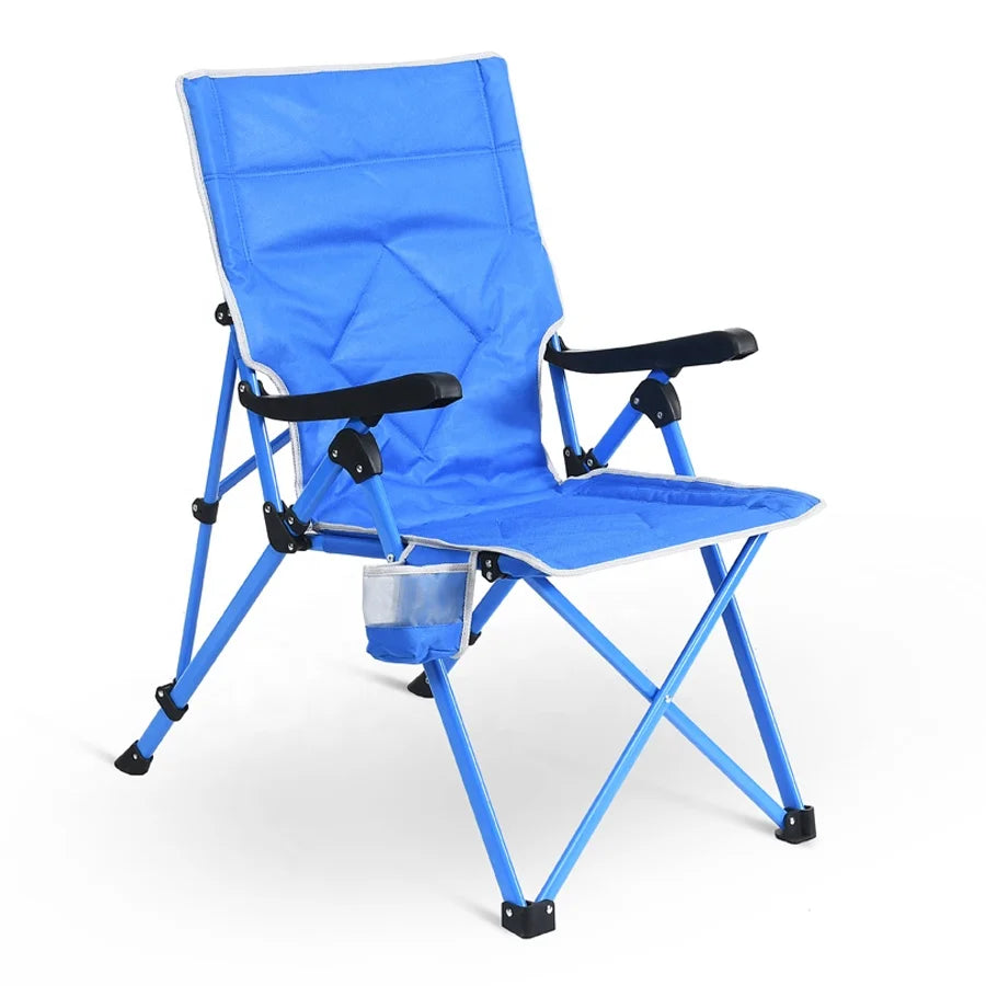 Hot Sale 3 Position Adjustable Outdoor Relax Reclining Metal Folding Camping Chair With Armrest