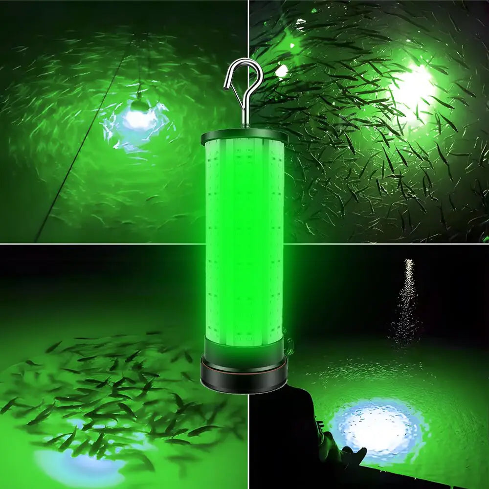 Waterproof Retro Tent Lamp Fishing  Green Fishing Reflector Light IP68 Catching Salmon Large Fish 60W