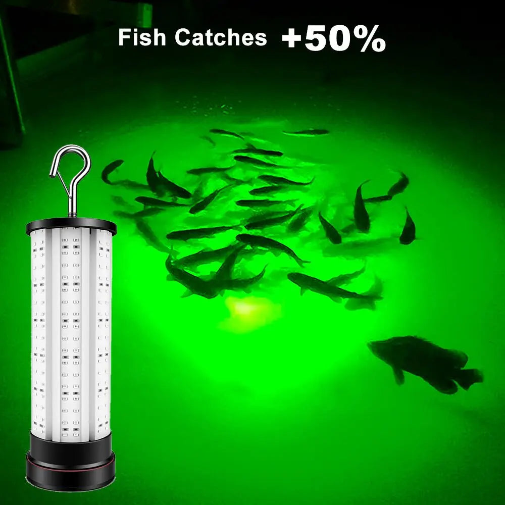 Waterproof Retro Tent Lamp Fishing  Green Fishing Reflector Light IP68 Catching Salmon Large Fish 60W