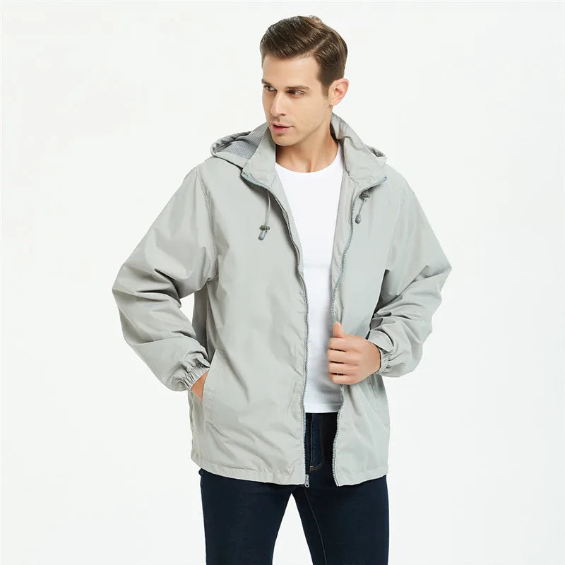 Outdoor Assault Suit Thin Jacket With Hood Windproof and Waterproof Jacket European and American Size Men's Blank Jacket