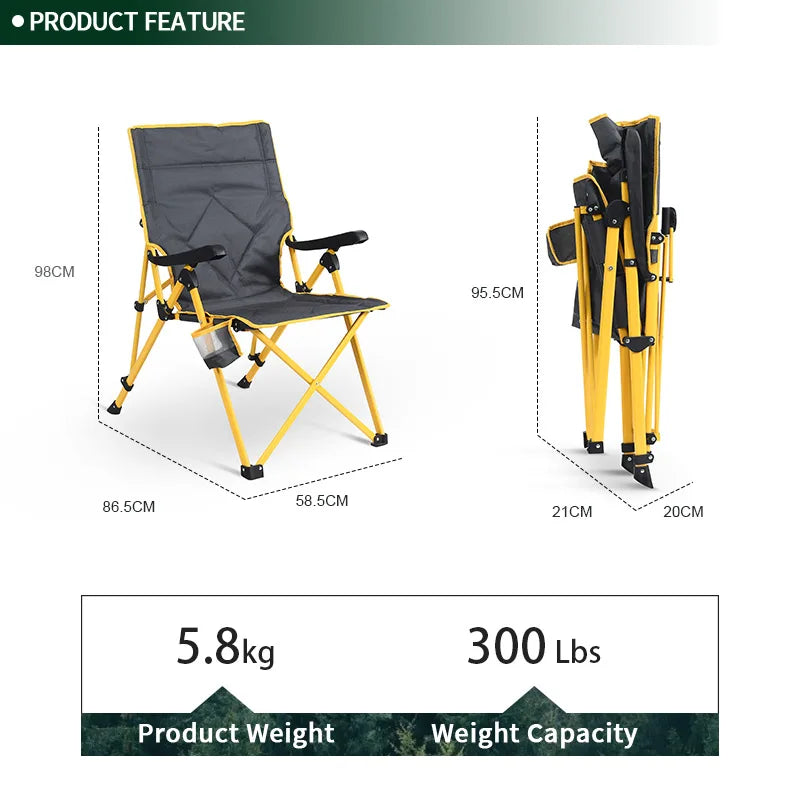 Hot Sale 3 Position Adjustable Outdoor Relax Reclining Metal Folding Camping Chair With Armrest