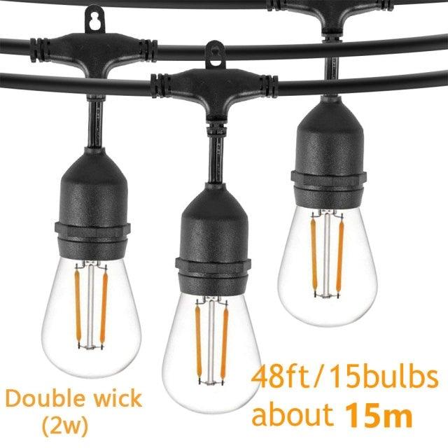 IP65 LED String Lights Retro Edison Filament Bulb Bright Daylight White Antique LED Filament Bulbs For Party Outdoor Garden Holiday Wedding Light String