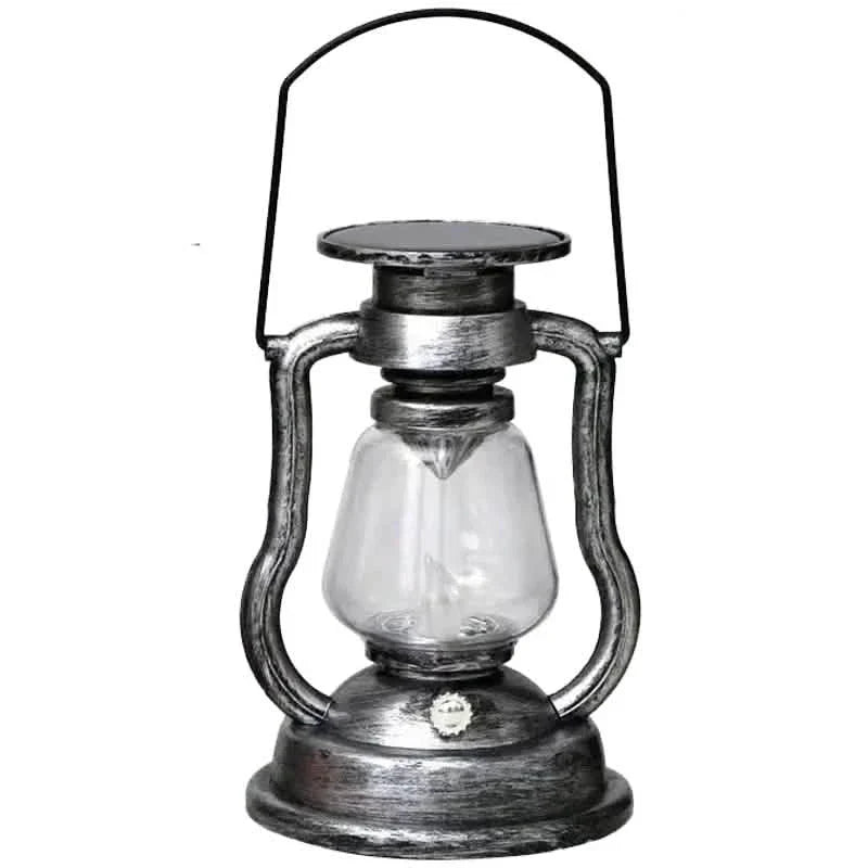 Retro Kerosene Lamp LED Horse Lantern Outdoor Waterproof Portable Rechargeable Solar Powered Flame Light